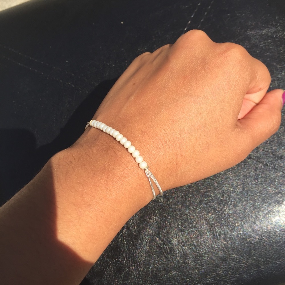 Stella and Dot simple white beaded bracelet.